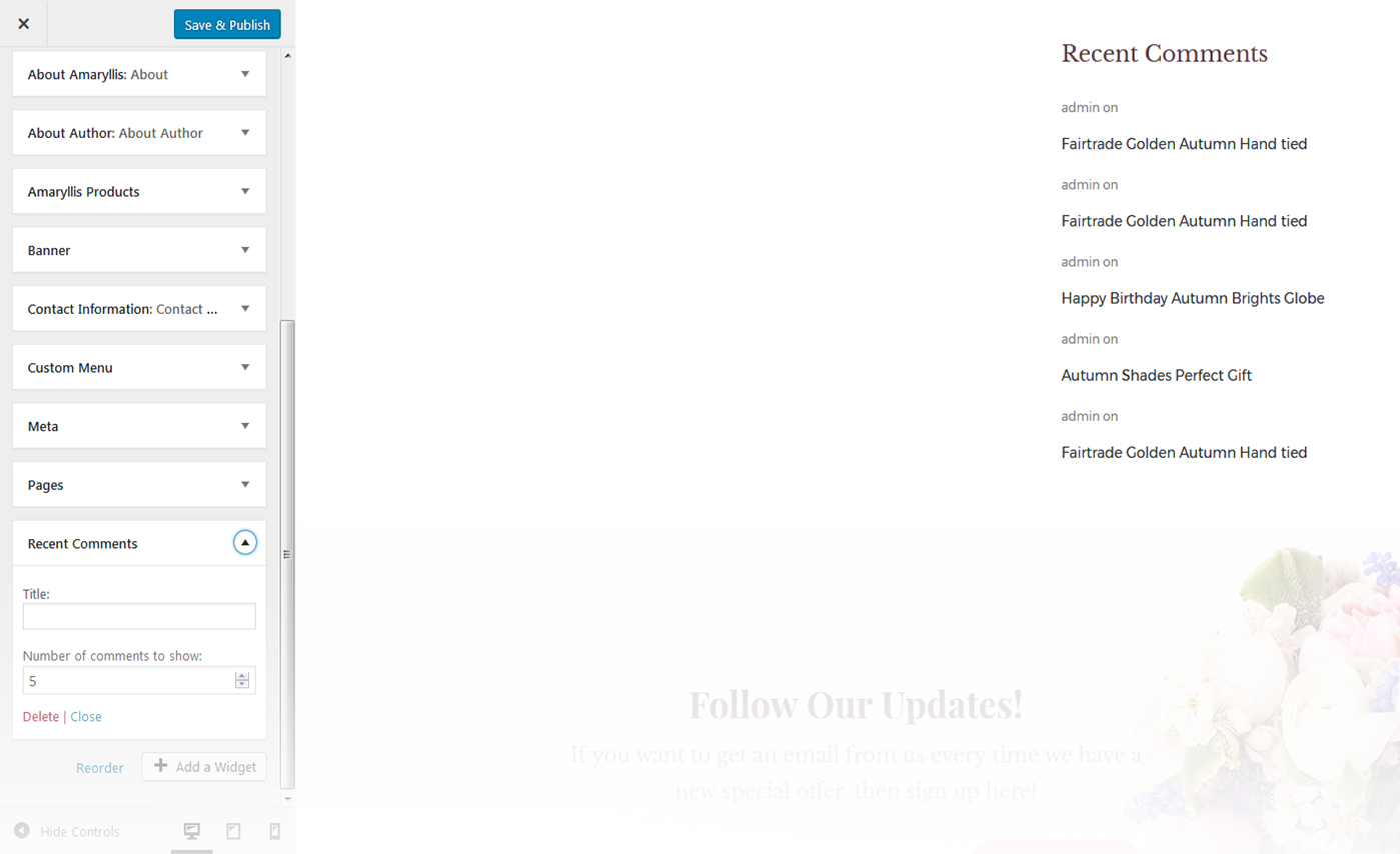Menu Settings Screen