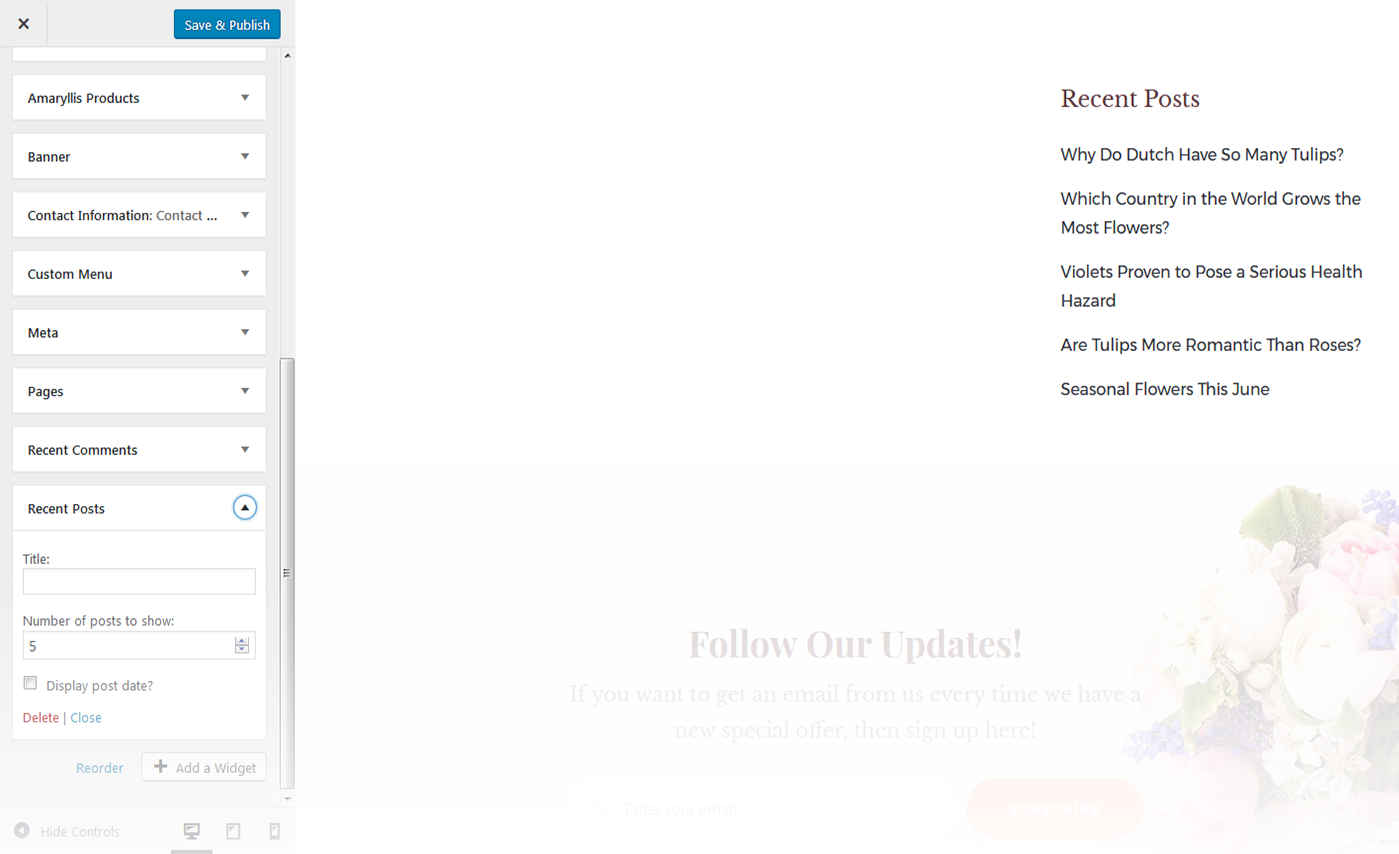 Menu Settings Screen