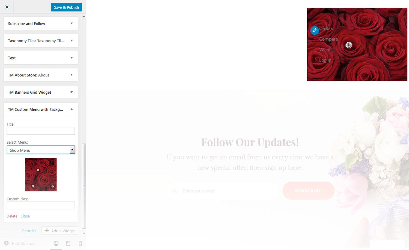 Menu Settings Screen