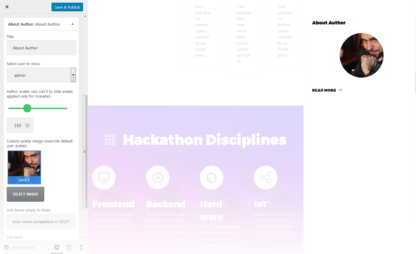 Menu Settings Screen