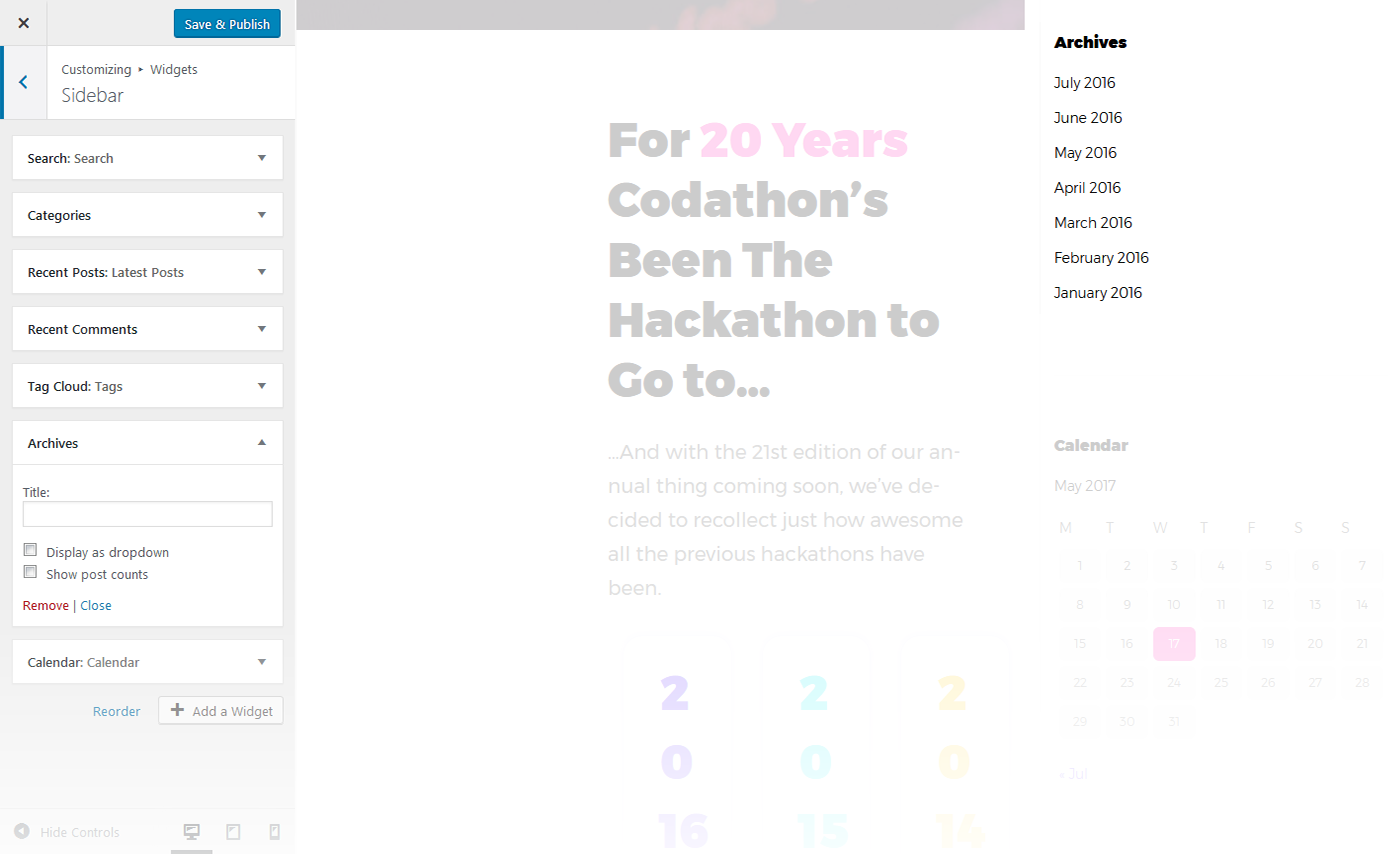 Menu Settings Screen