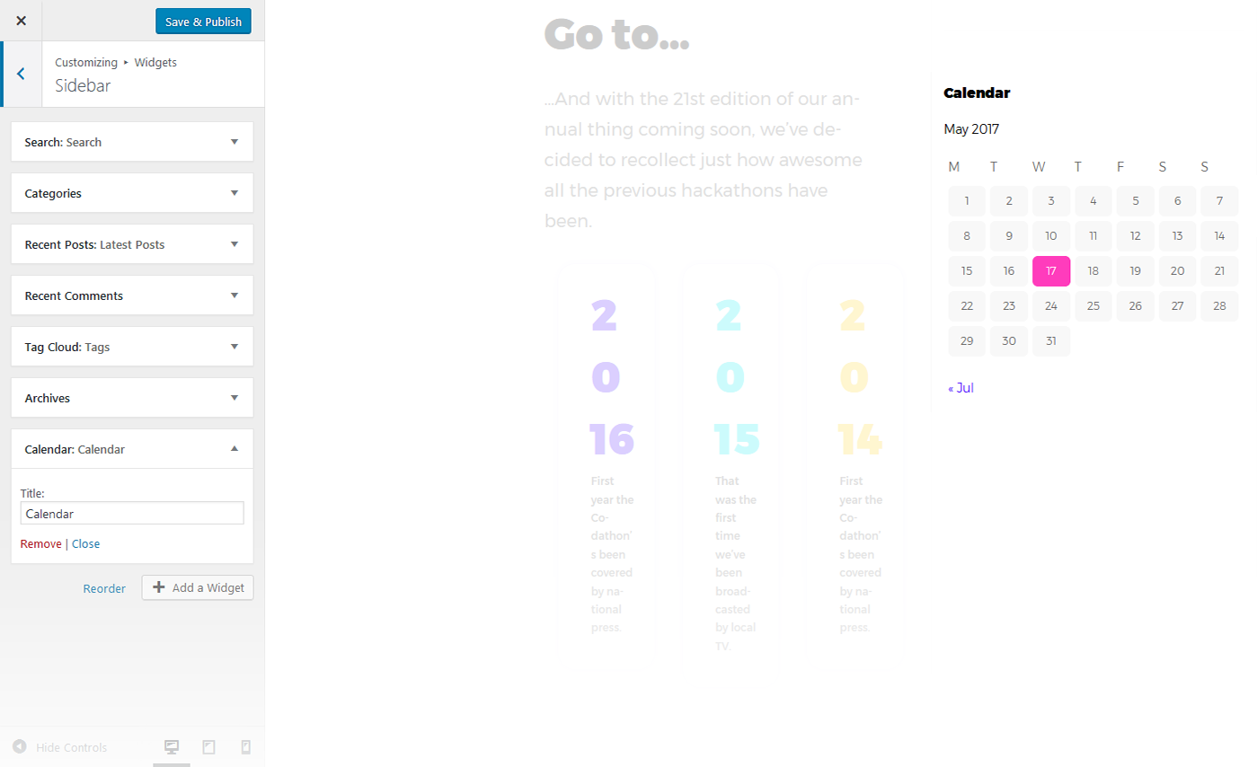 Menu Settings Screen