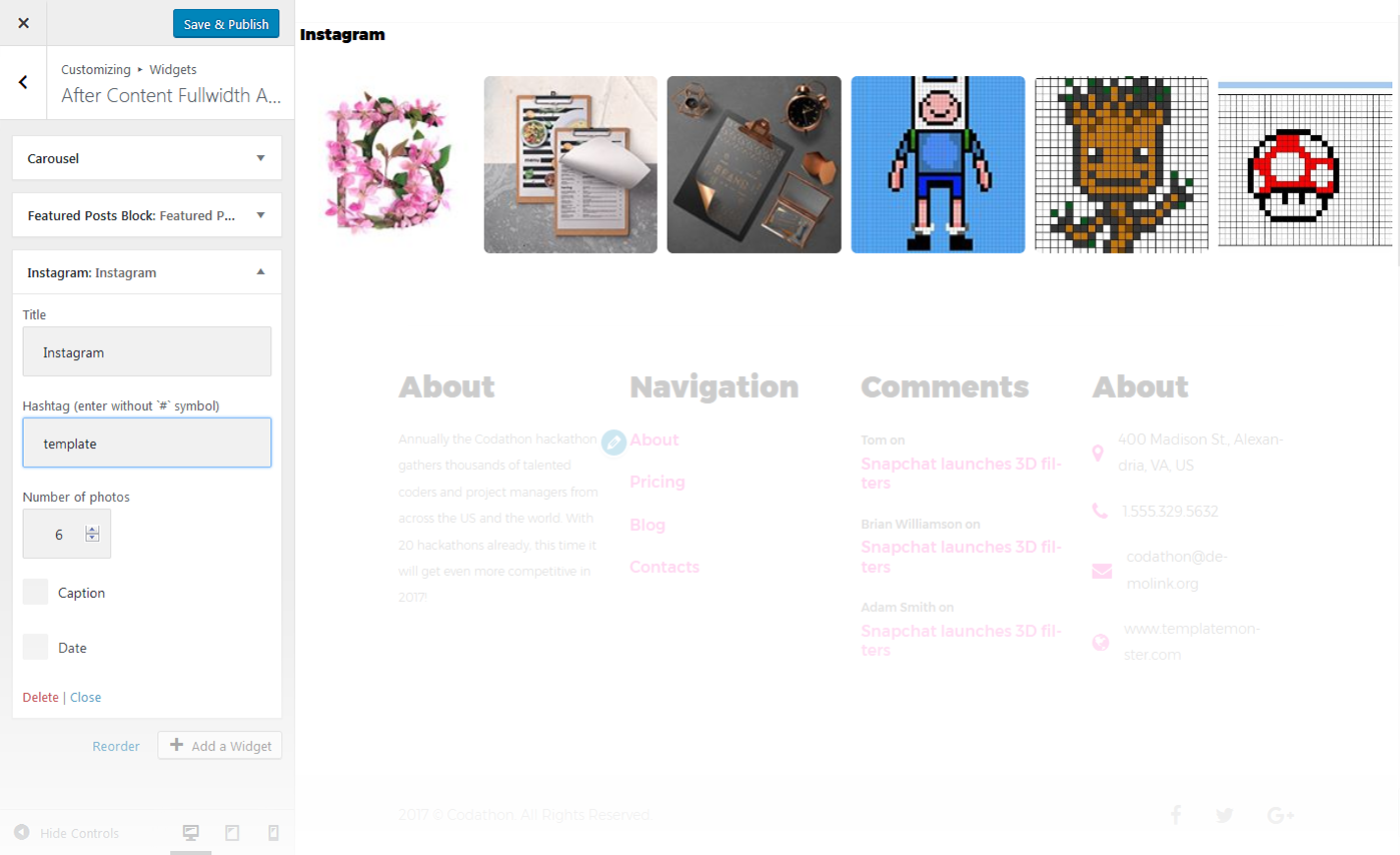 Menu Settings Screen