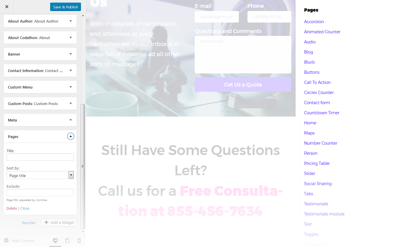 Menu Settings Screen