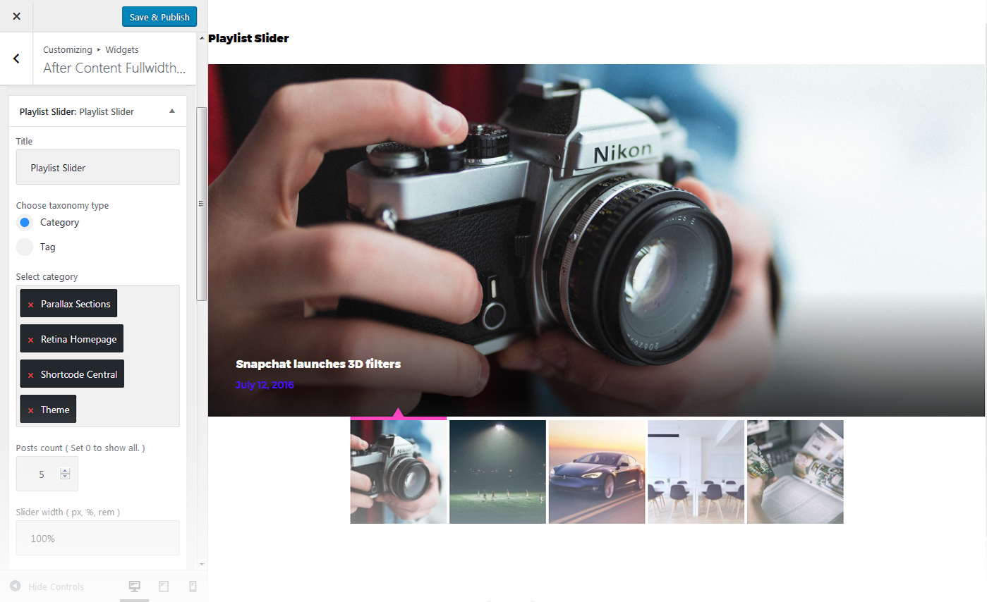 Menu Settings Screen