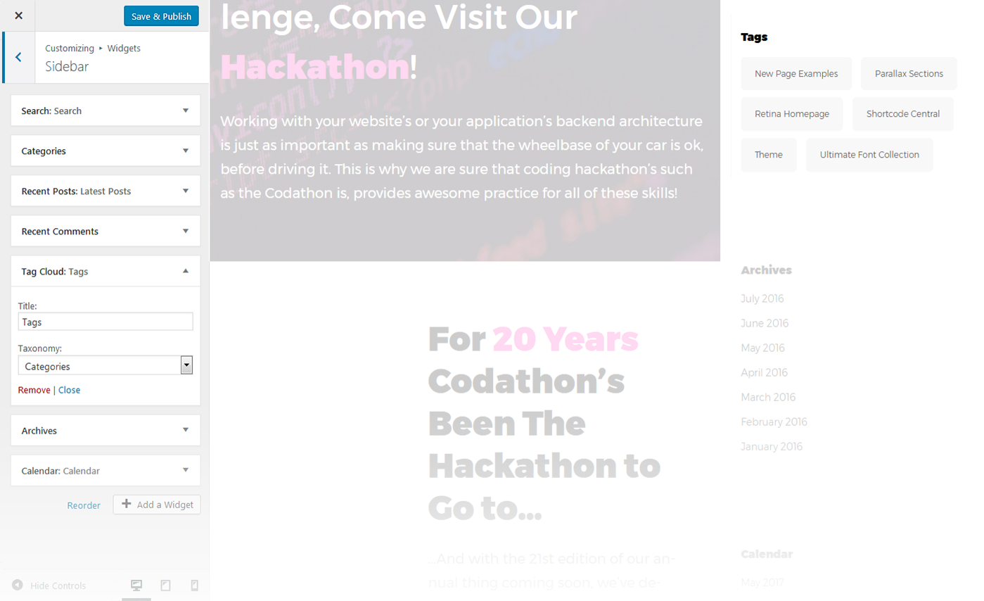 Menu Settings Screen
