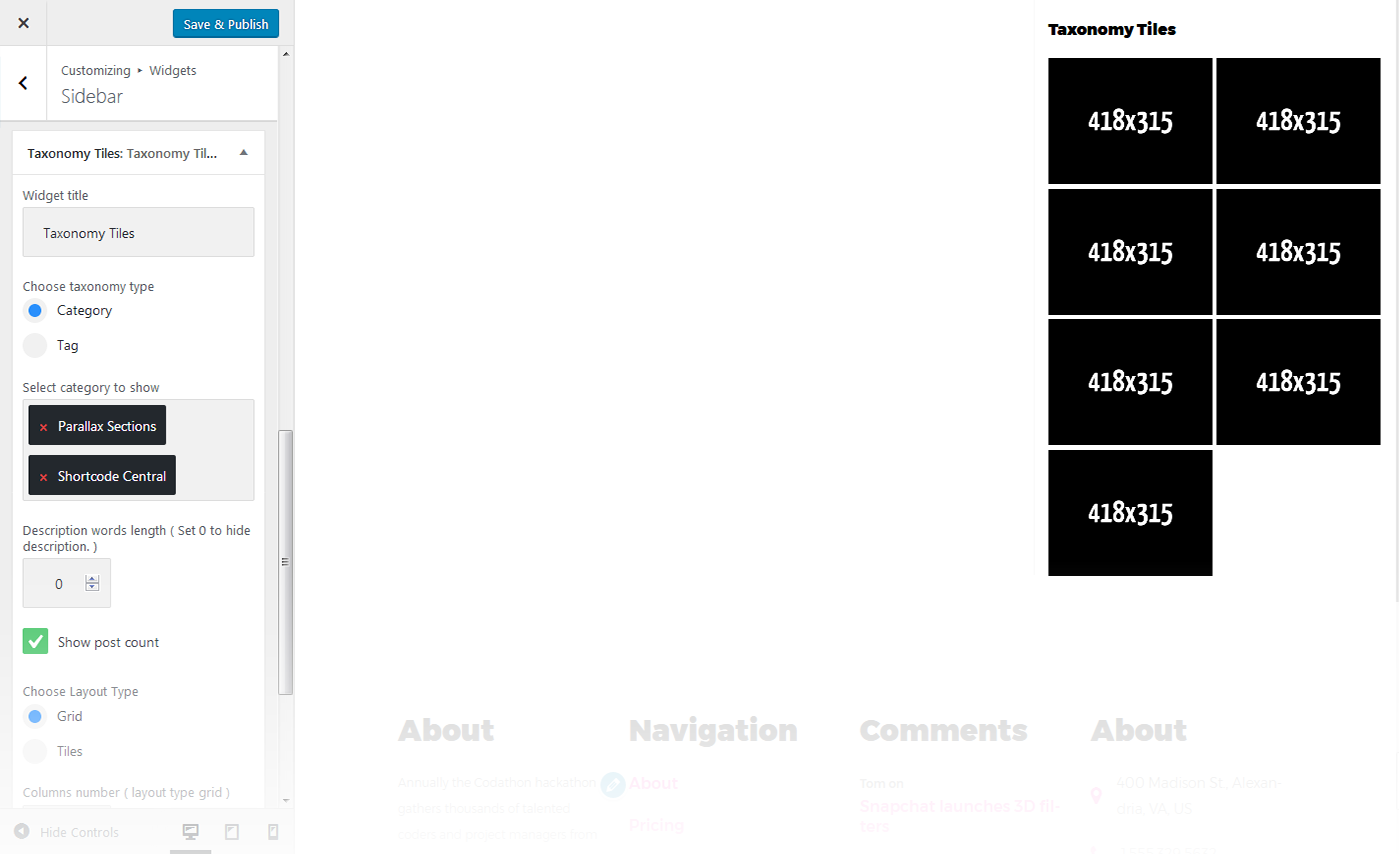 Menu Settings Screen