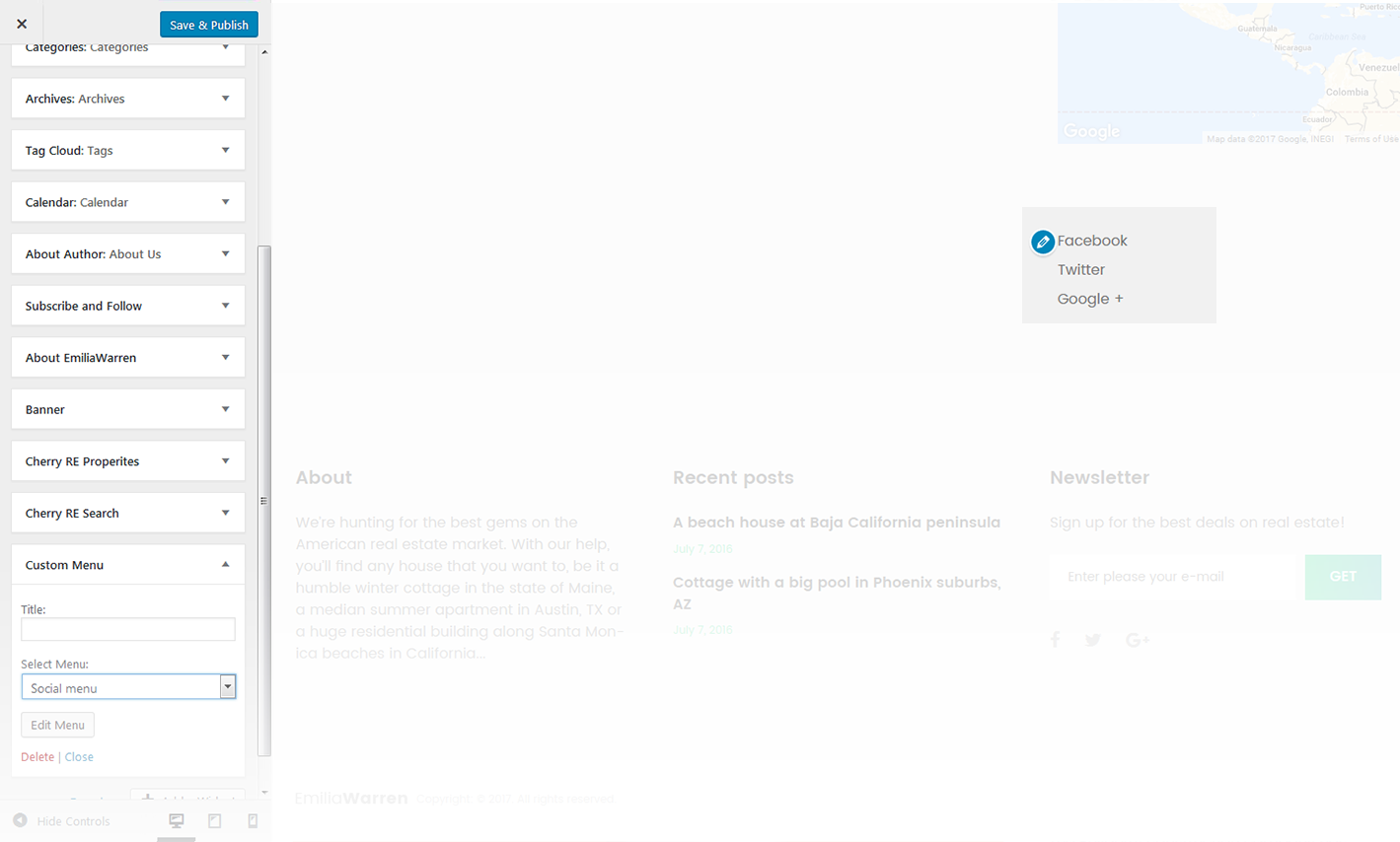 Menu Settings Screen