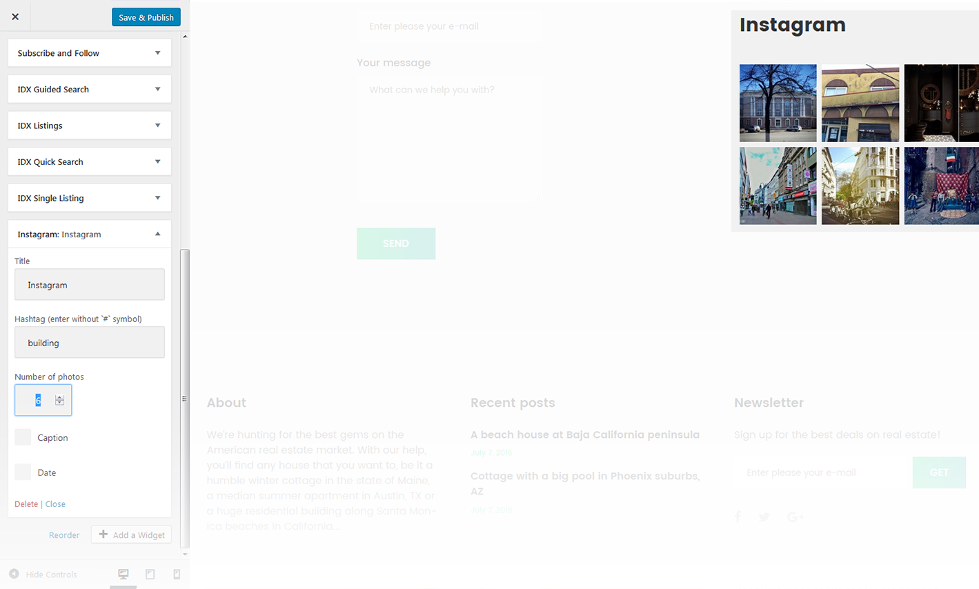 Menu Settings Screen