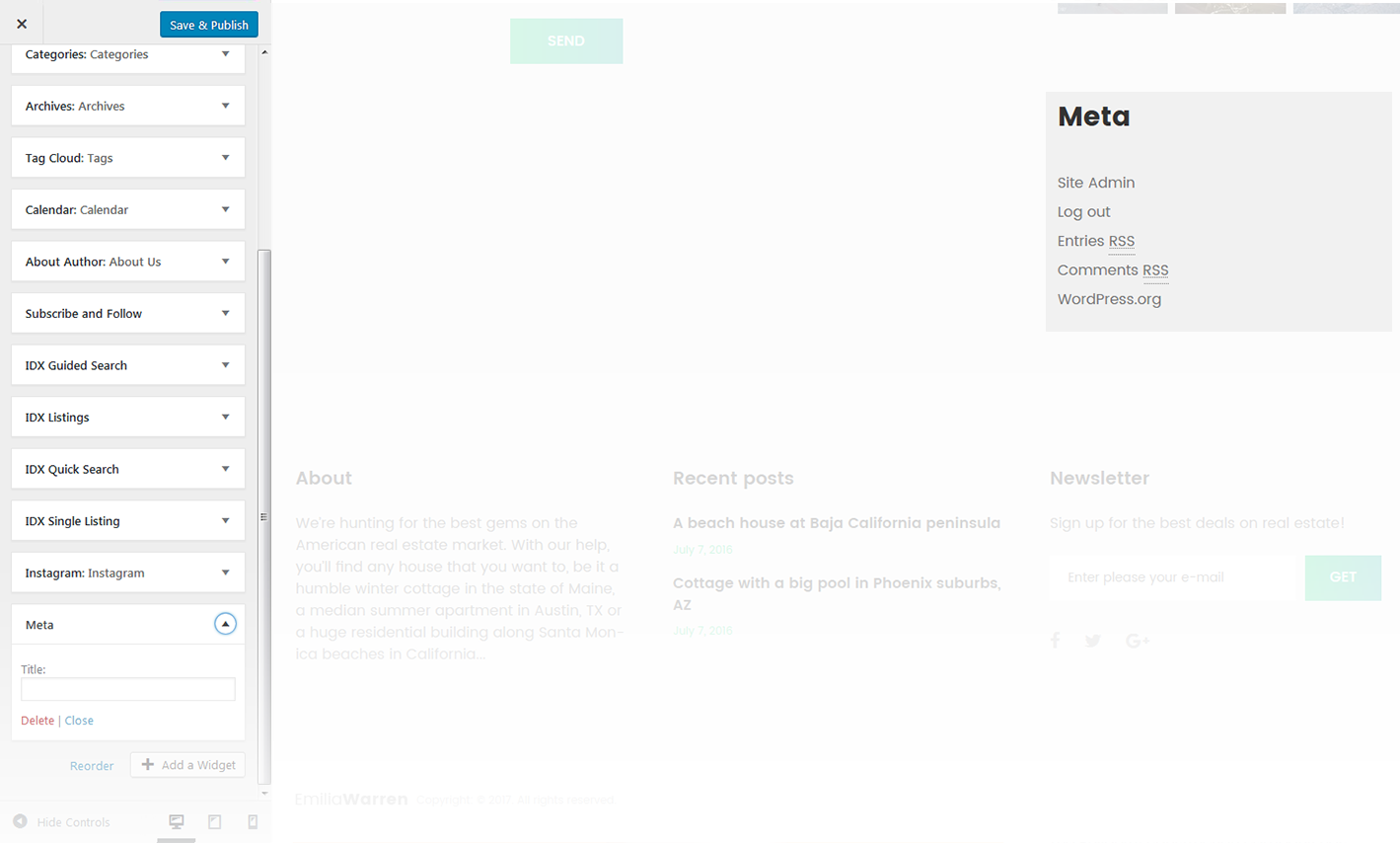 Menu Settings Screen