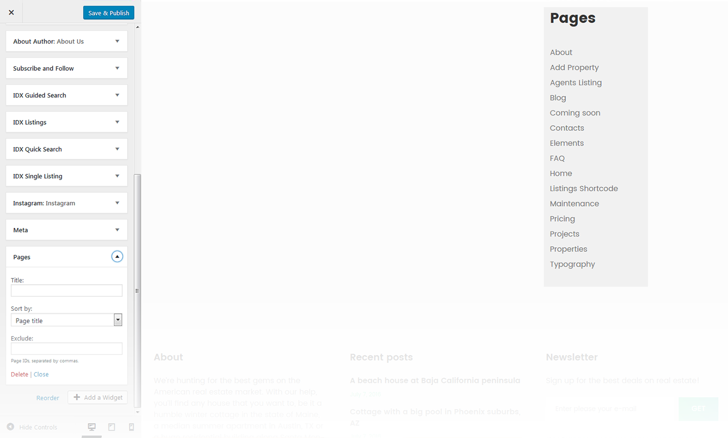 Menu Settings Screen