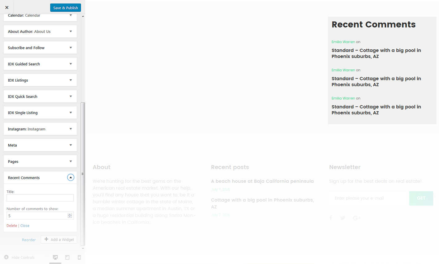 Menu Settings Screen