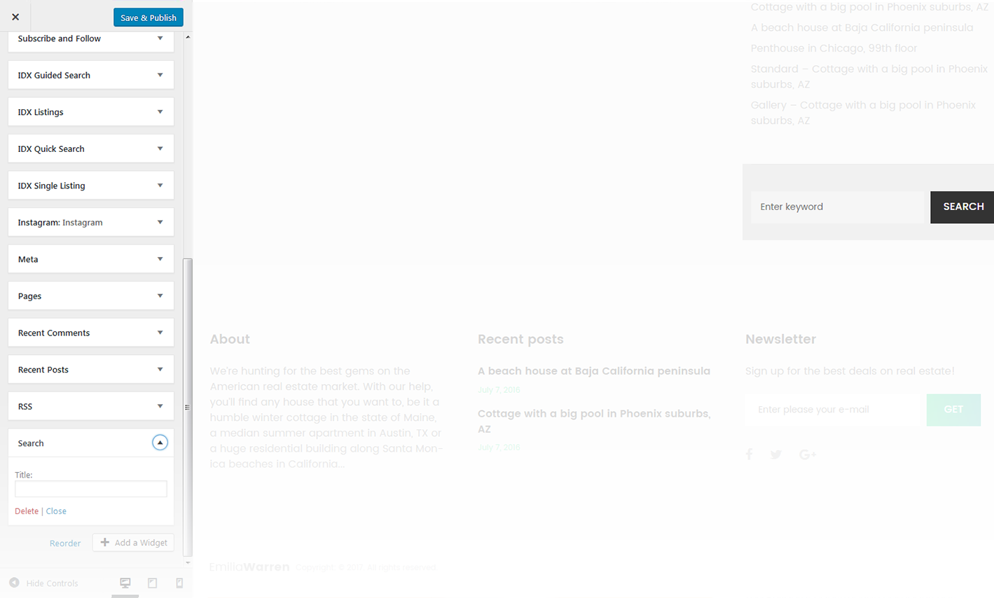Menu Settings Screen