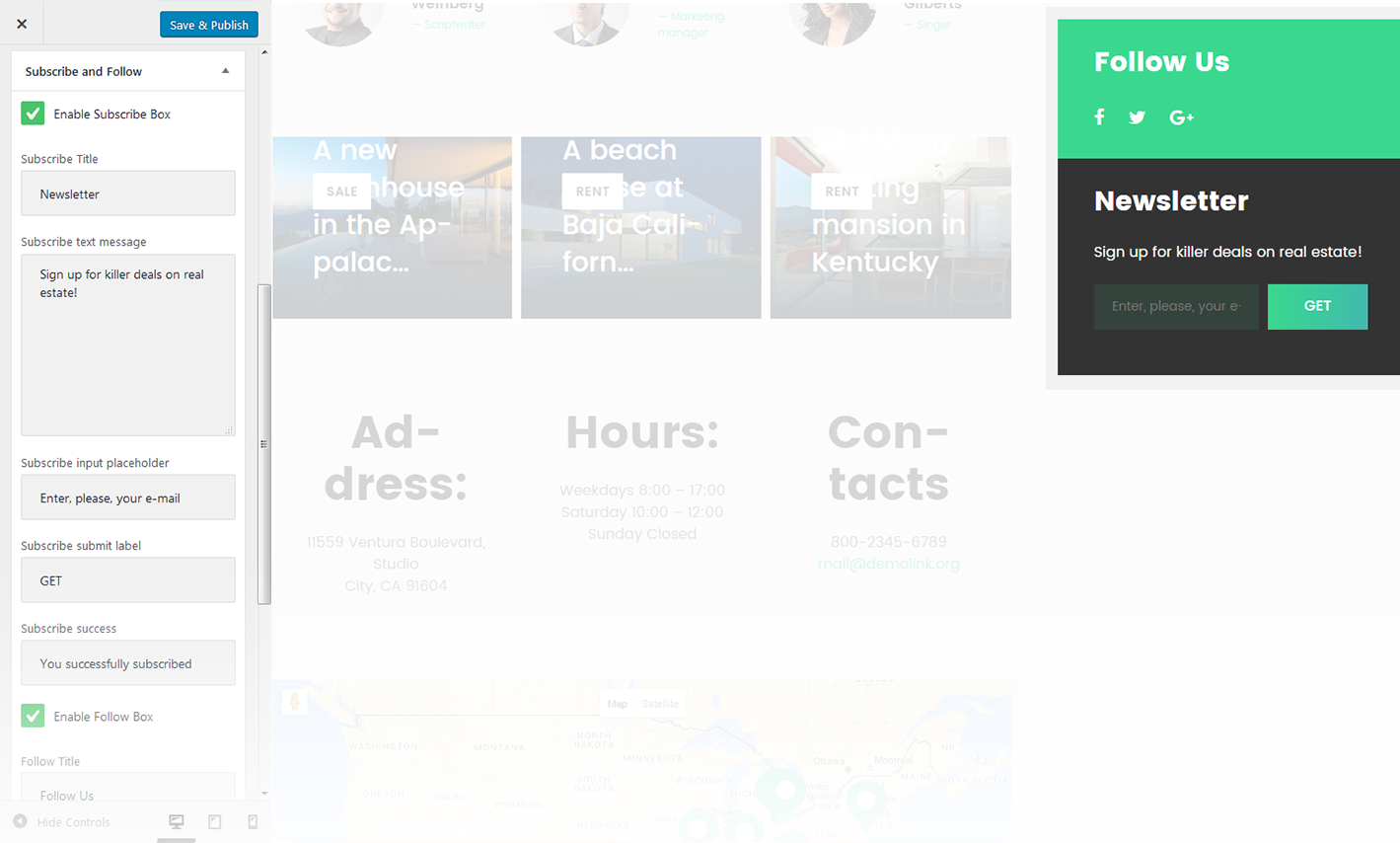 Menu Settings Screen