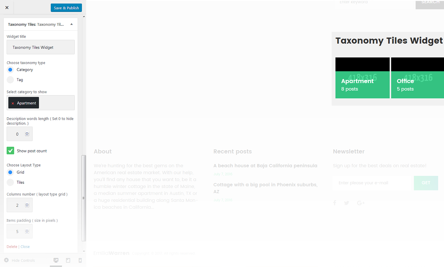 Menu Settings Screen