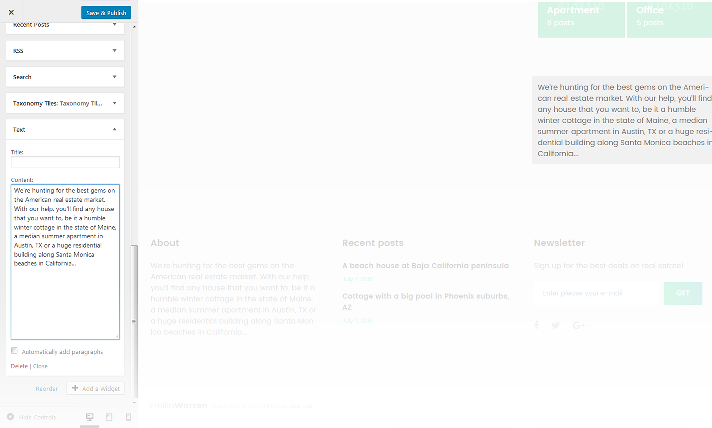 Menu Settings Screen