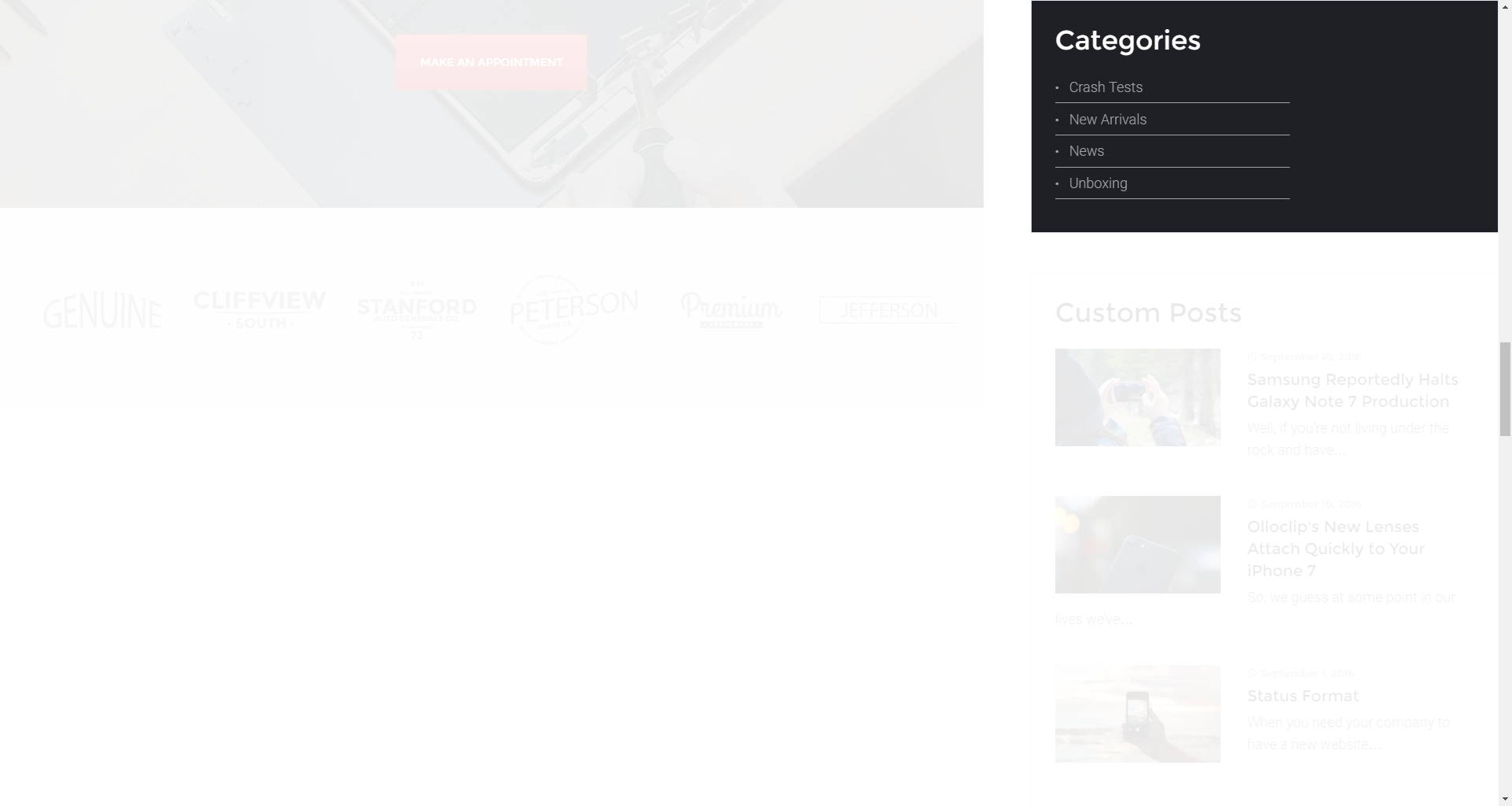 Categories widget