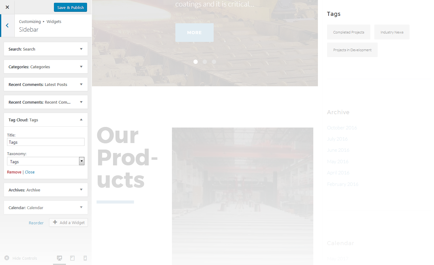 Menu Settings Screen