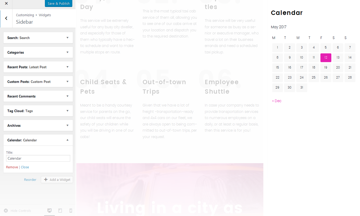 Menu Settings Screen