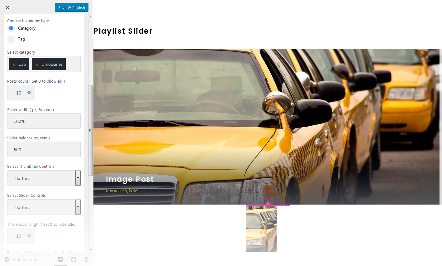 Menu Settings Screen