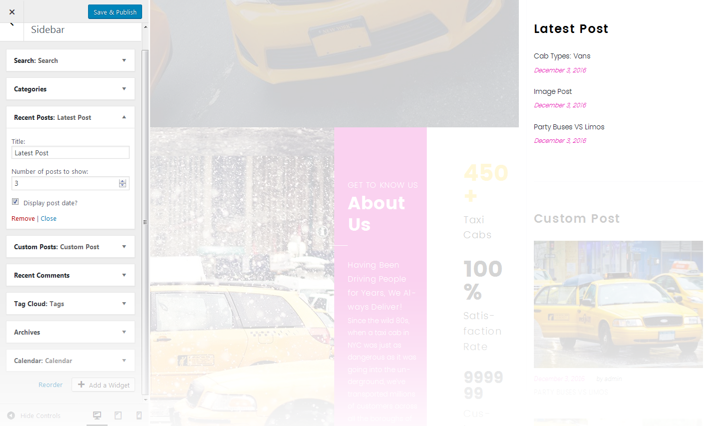 Menu Settings Screen