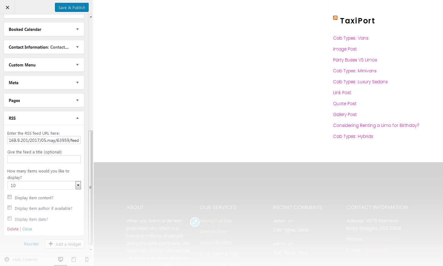 Menu Settings Screen