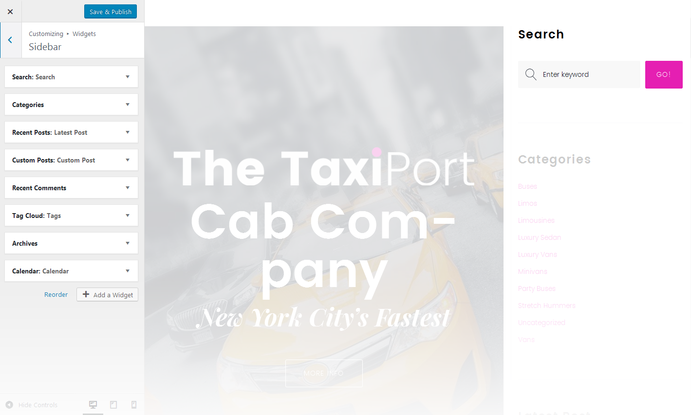 Menu Settings Screen