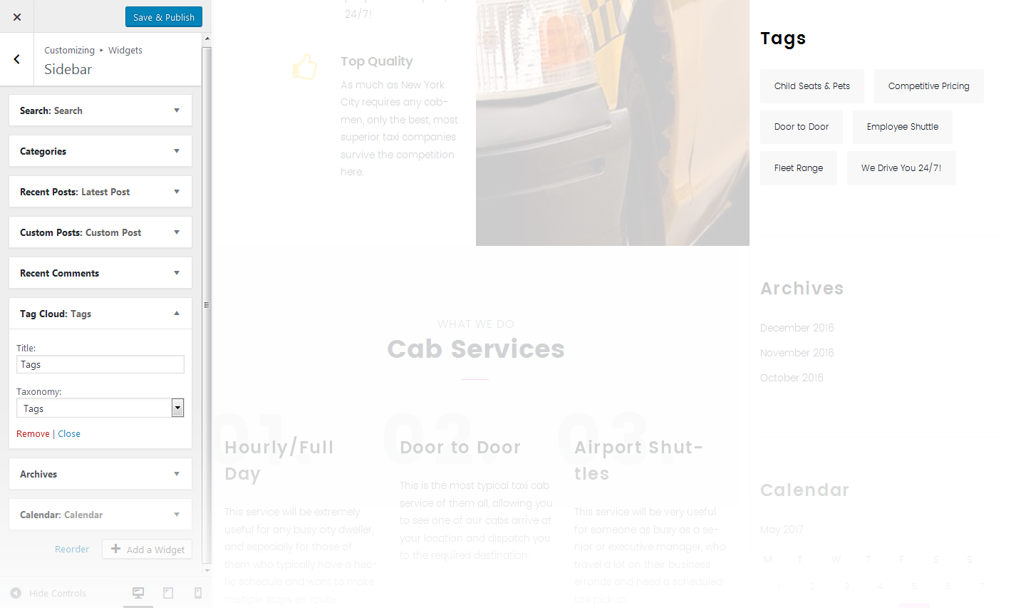 Menu Settings Screen