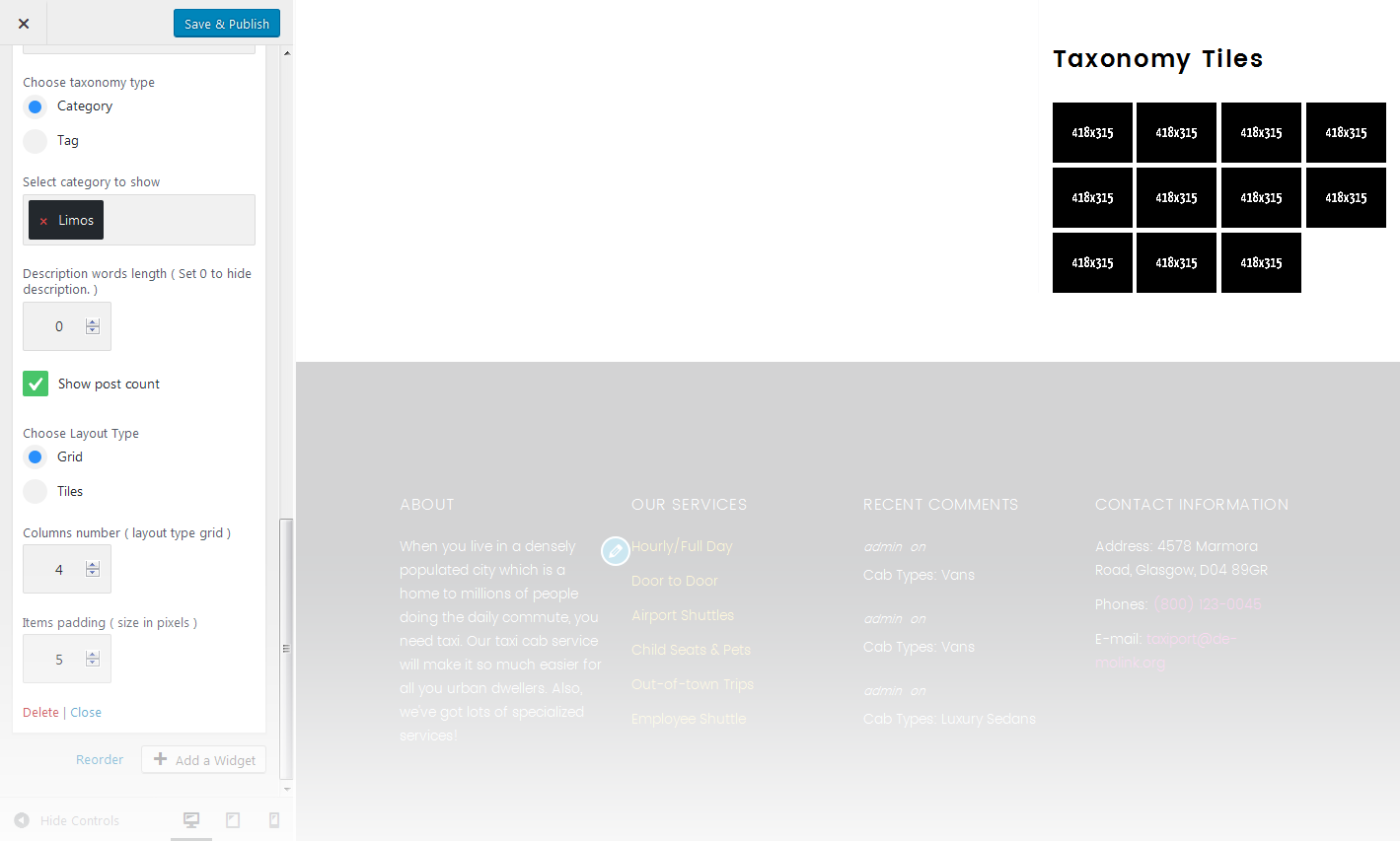 Menu Settings Screen