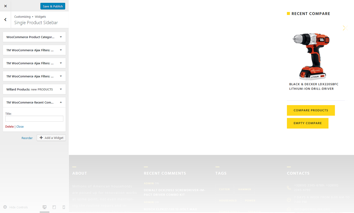 Menu Settings Screen