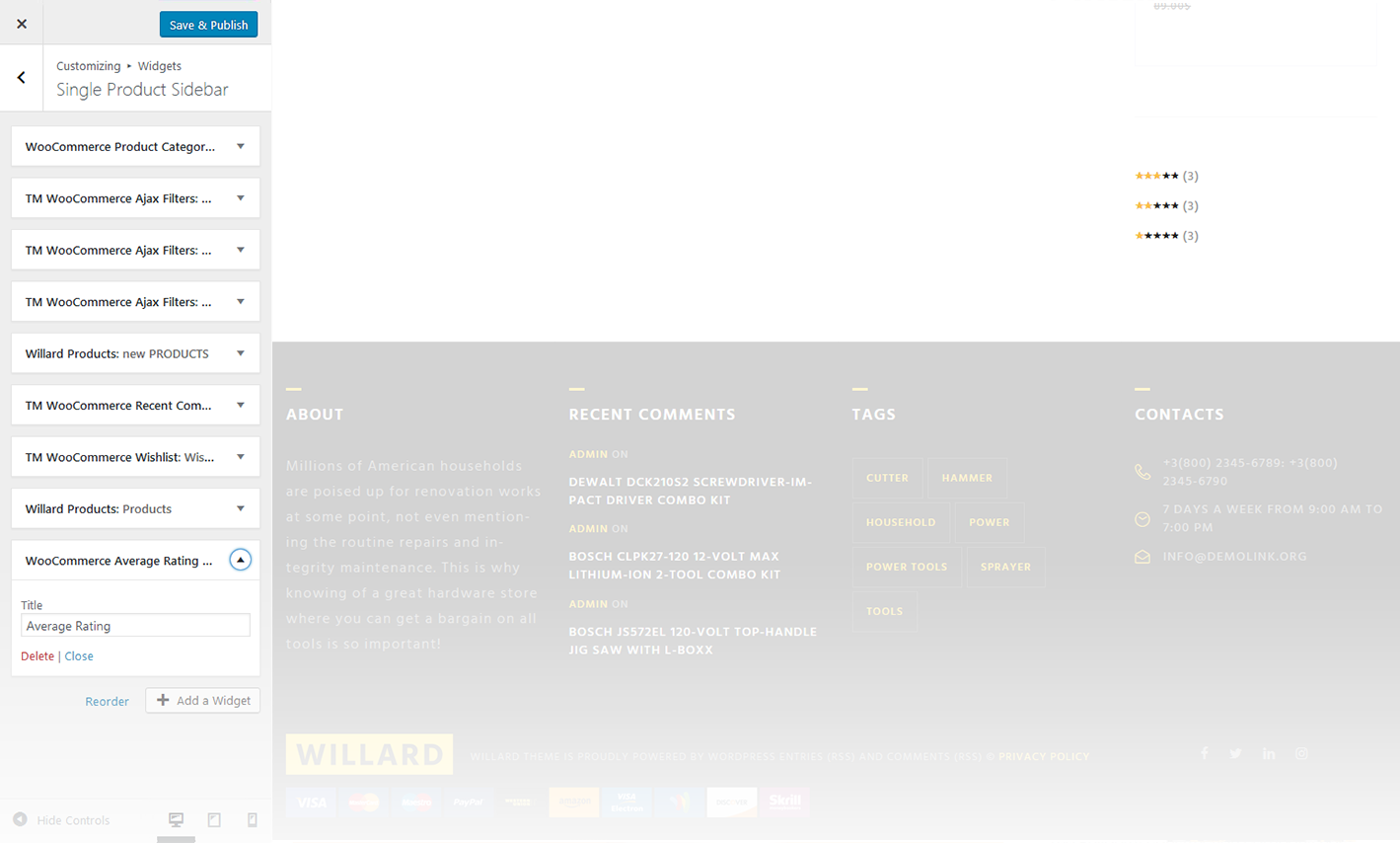 Menu Settings Screen