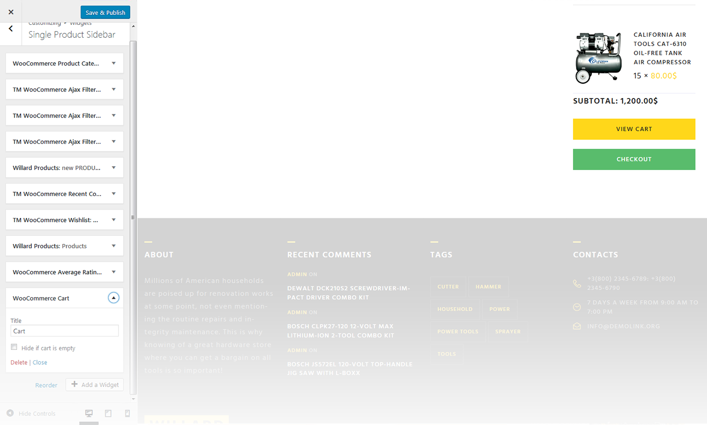 Menu Settings Screen