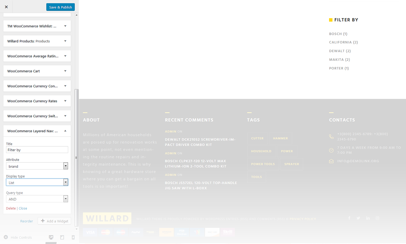 Menu Settings Screen