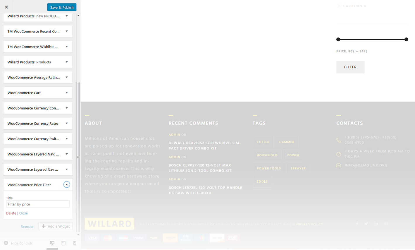 Menu Settings Screen