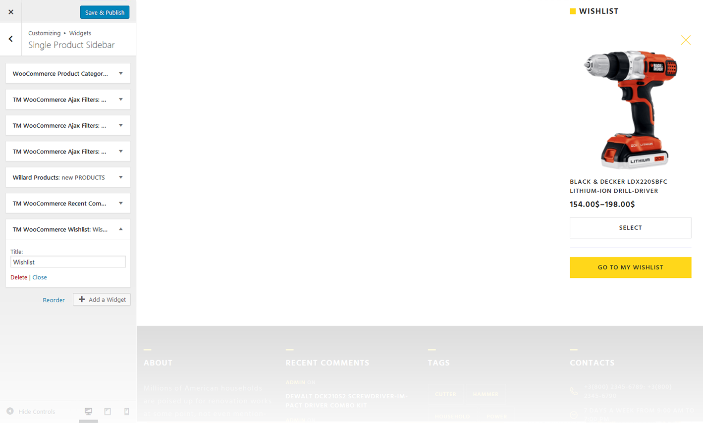 Menu Settings Screen