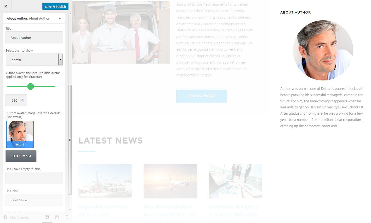 Menu Settings Screen