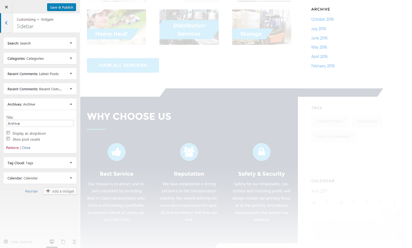 Menu Settings Screen