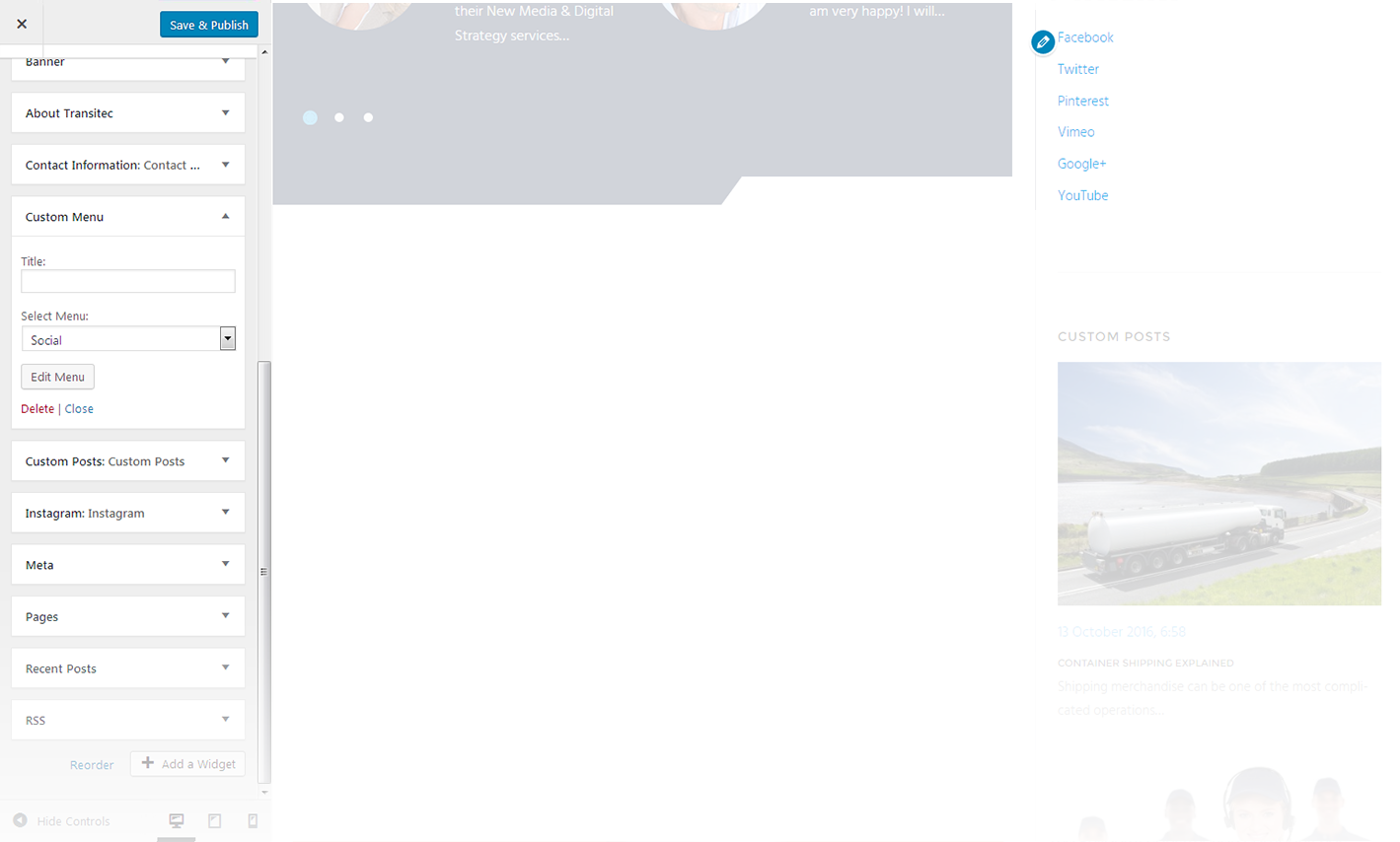 Menu Settings Screen