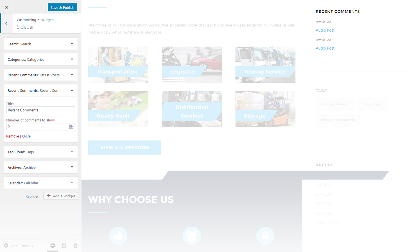 Menu Settings Screen