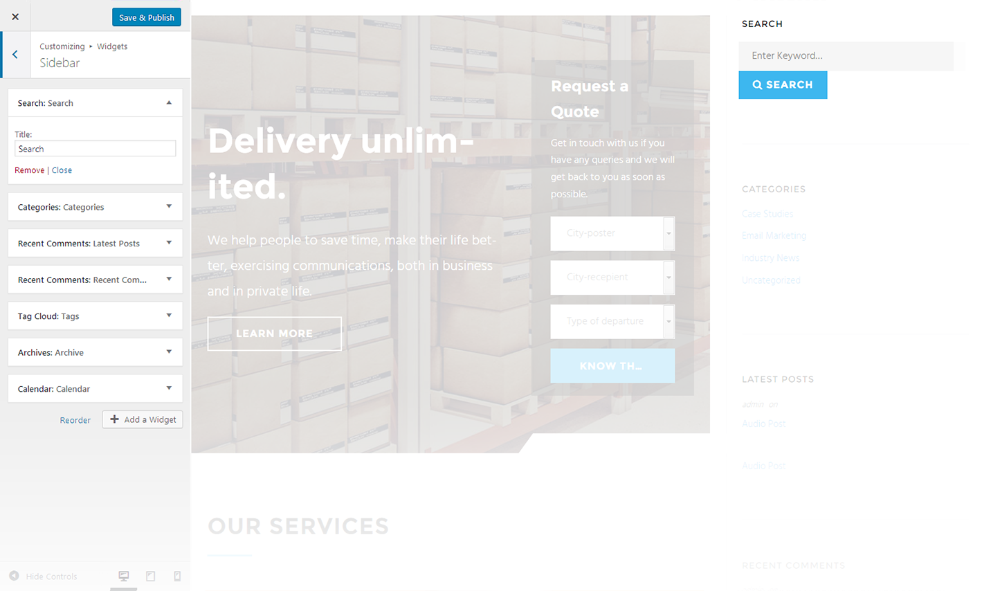 Menu Settings Screen