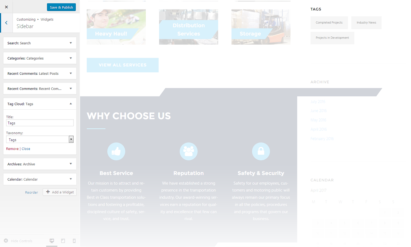 Menu Settings Screen