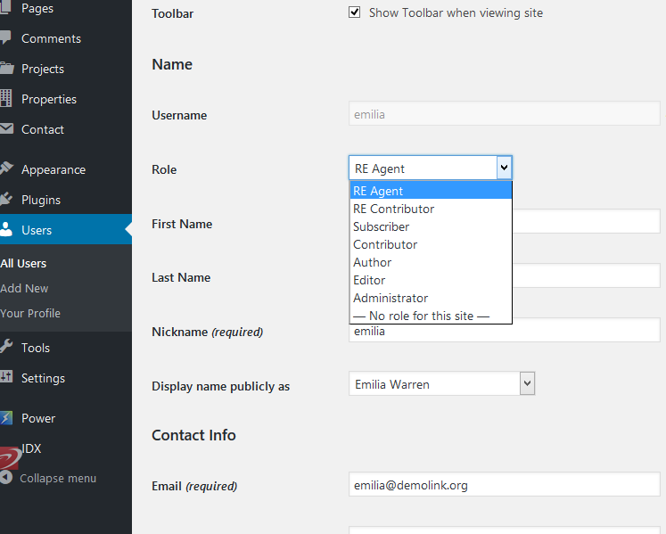 Menu Settings Screen