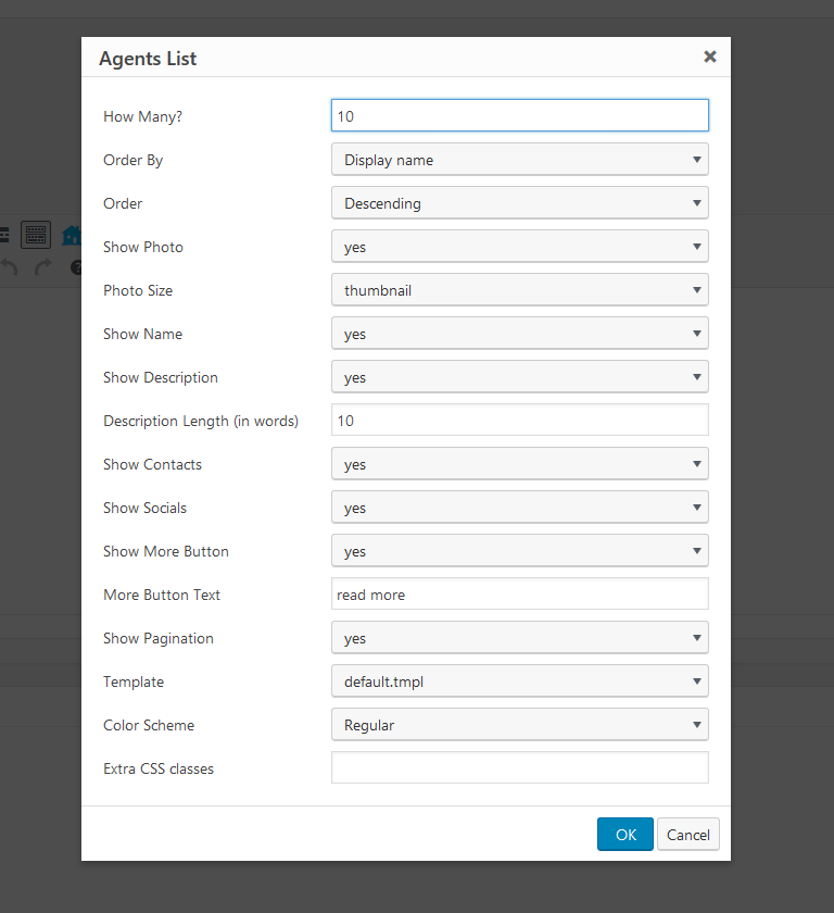 Menu Settings Screen