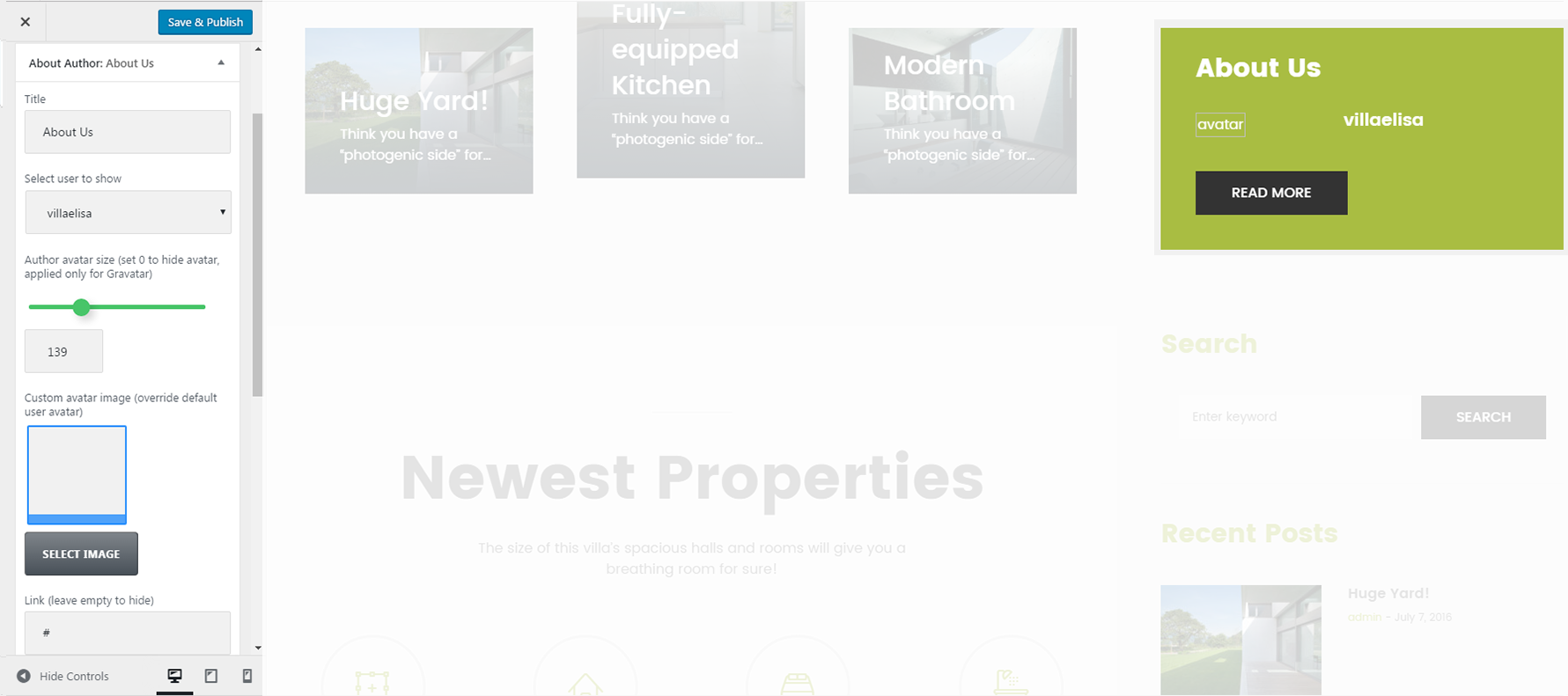 Menu Settings Screen