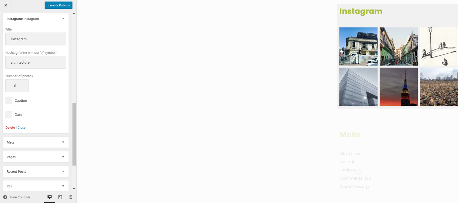 Menu Settings Screen