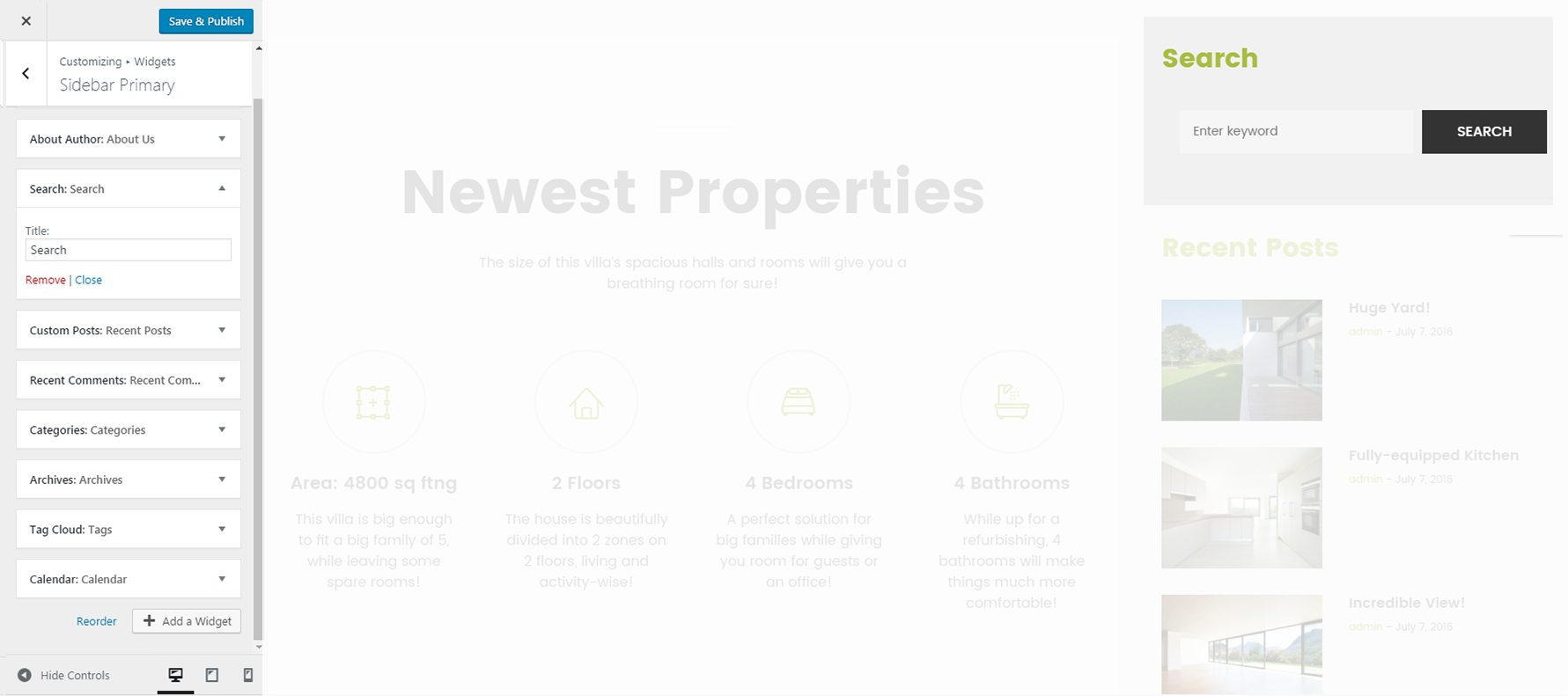 Menu Settings Screen
