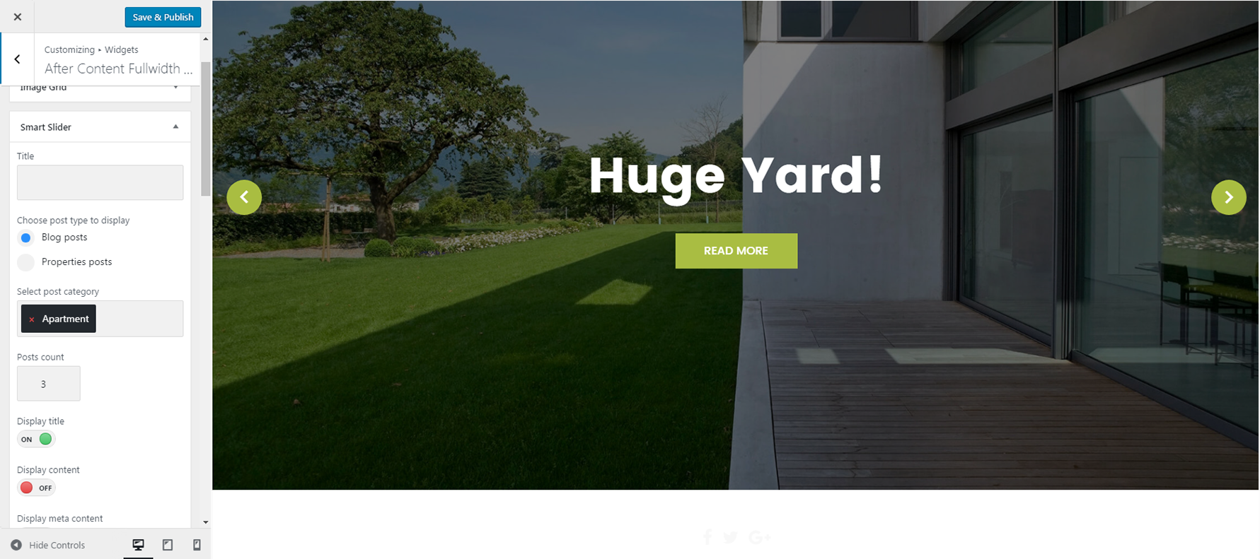 Menu Settings Screen