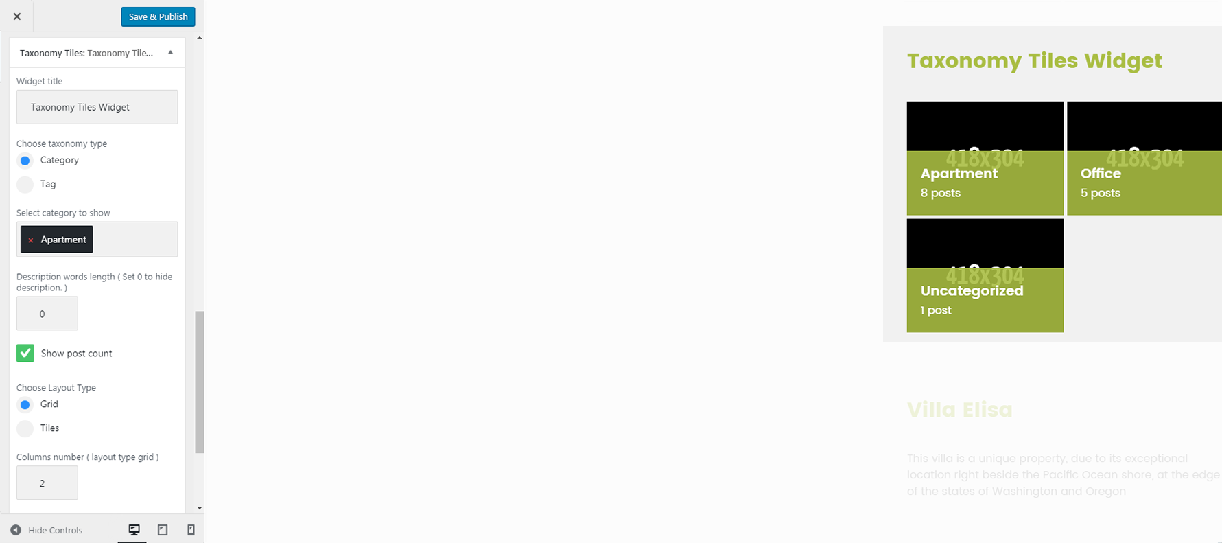 Menu Settings Screen