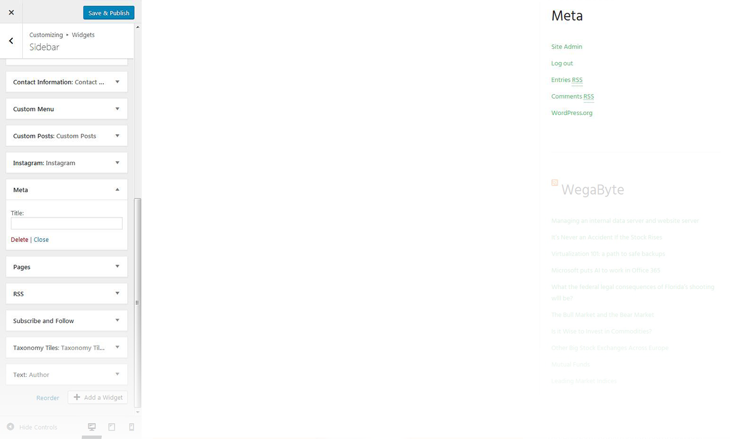 Menu Settings Screen